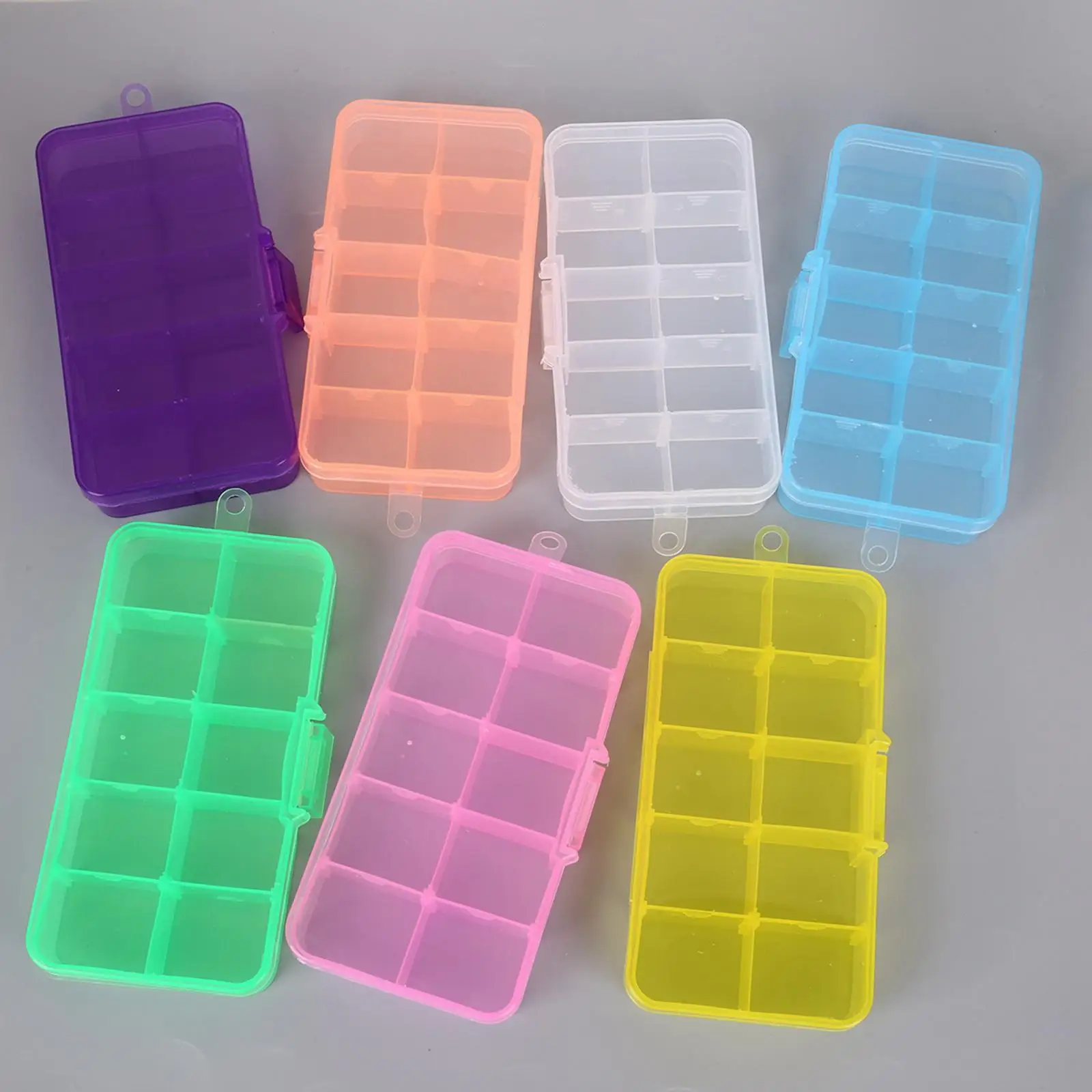 

10 Compartments Plastic Storage Box Sturdy Beads Earring Container Multipurpose Compact