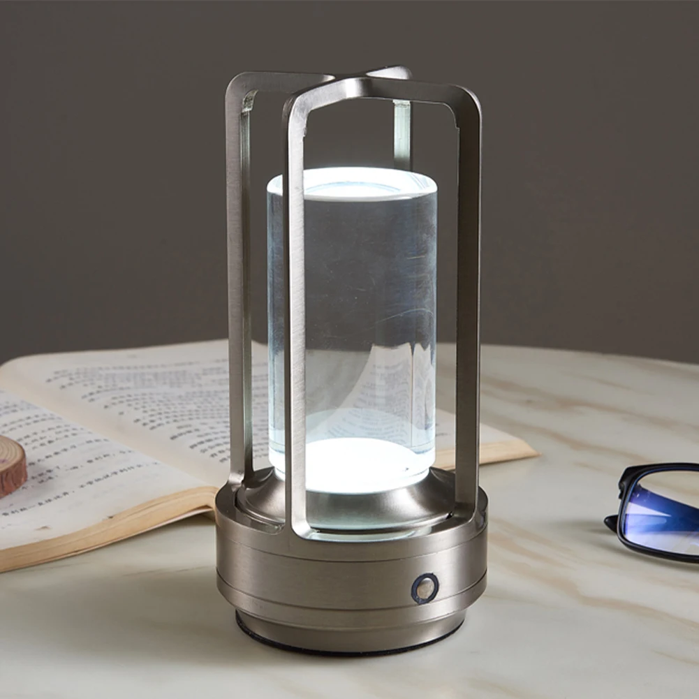 

LED Cordless Table Lamp Touch Dimming Camping Atmosphere Light Rechargeable Mini Bedside Night Light for Home Bedroom Decor