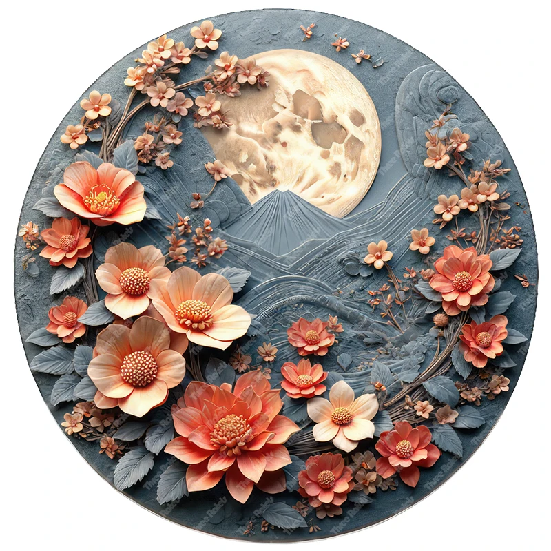 Three Ratels Beautiful Oriental Moonlight Landscape Art Wall Stickers for Home Decoration