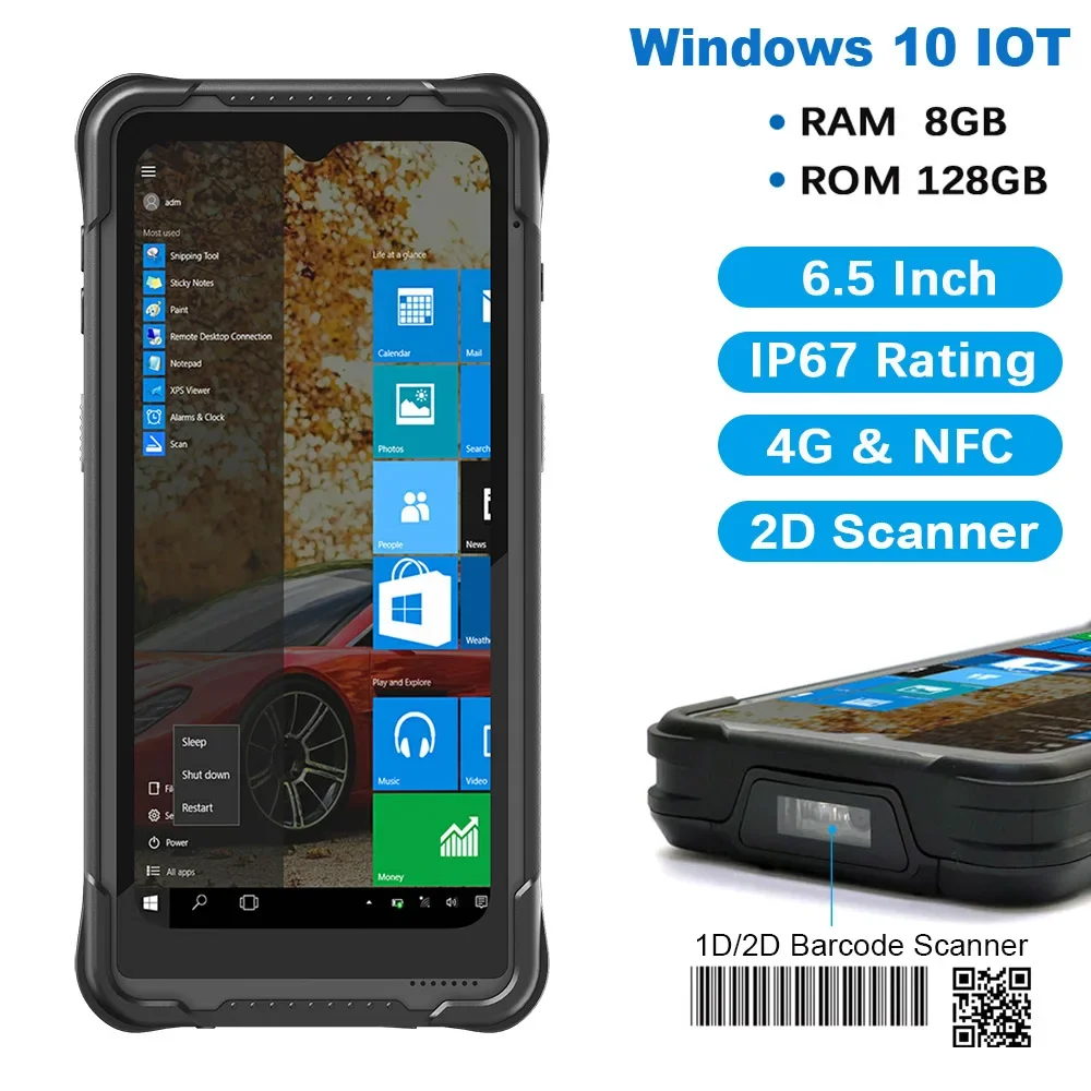 Windows Industrial Mini Tablet 8G+128G 4G Lte Wifi Bluetooth Barcode Scanner IP67 Handheld Industrial PDA