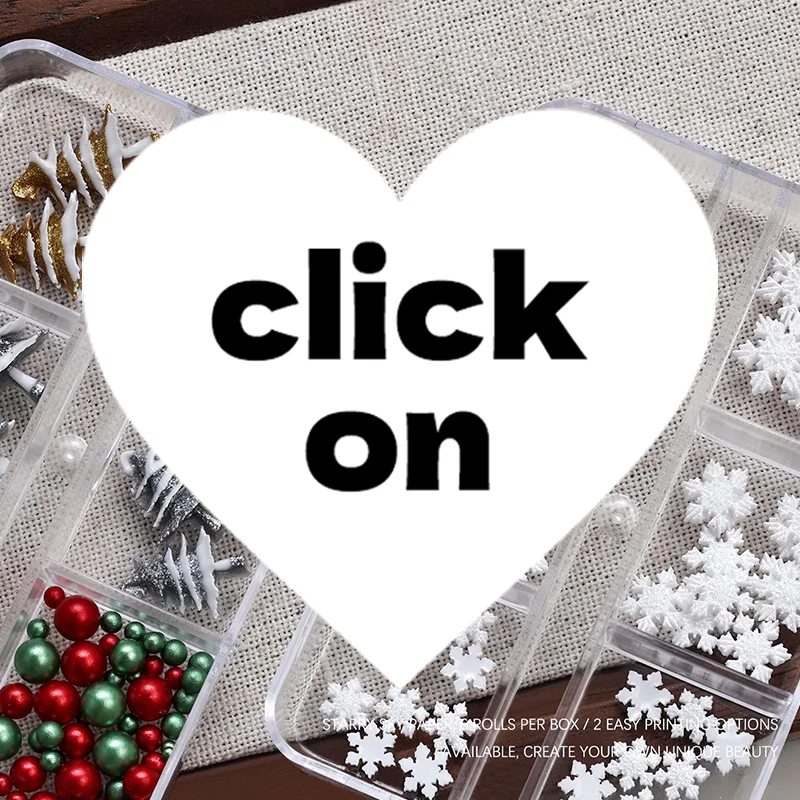 ลูกปัดตกแต่งเล็บลายเกล็ดหิมะสีแดง/เขียว 6 ช่อง/กล่อง ขนาดคละสีสันสดใส สำหรับตกแต่งเล็บช่วงคริสต์มาส