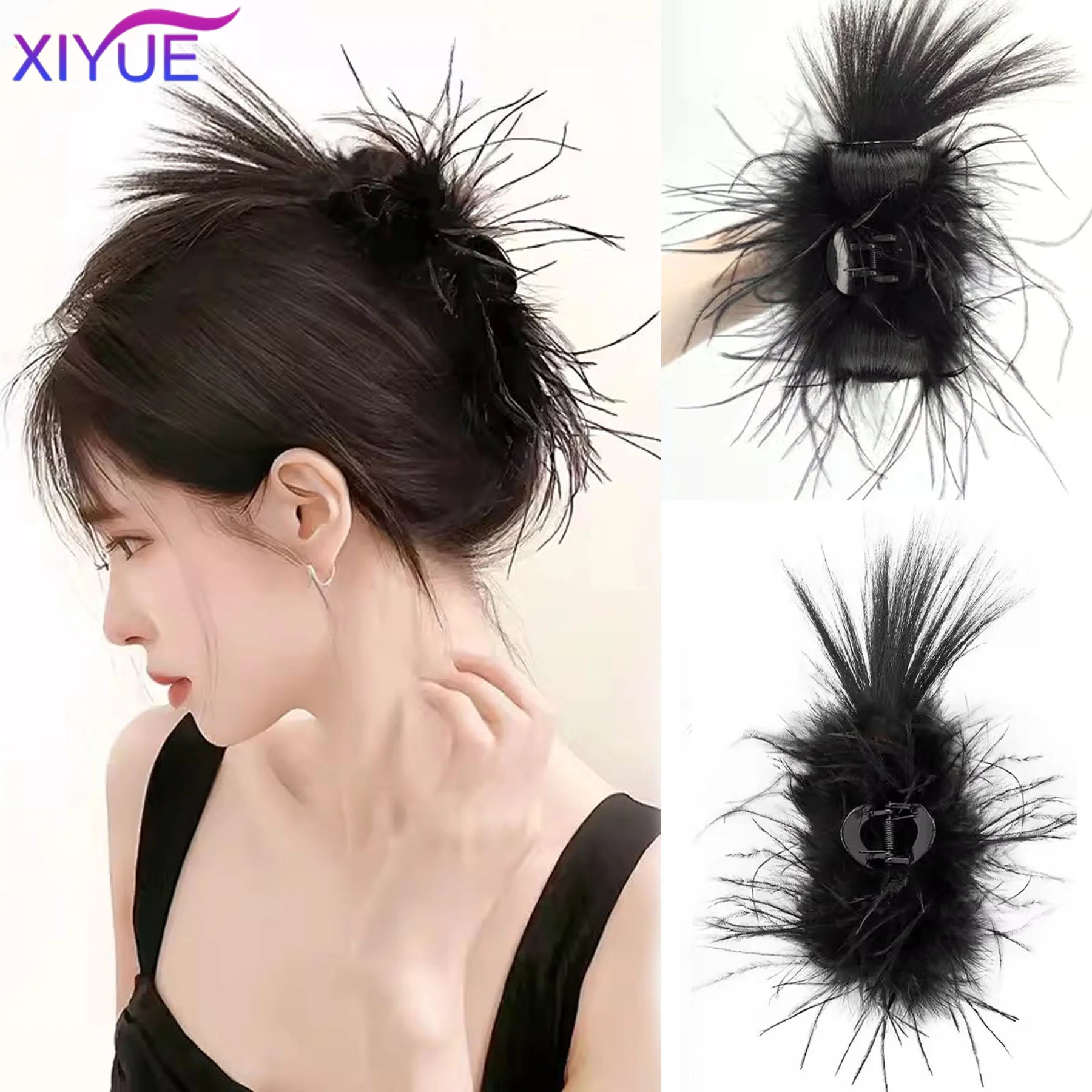 

XIYUE XIYUE Wig For Women With Claw Clip Shuttlecock Head Lazy Style Korean Fluffy Bun Hair Bag Messy Bun Hair Piece Claw Clip