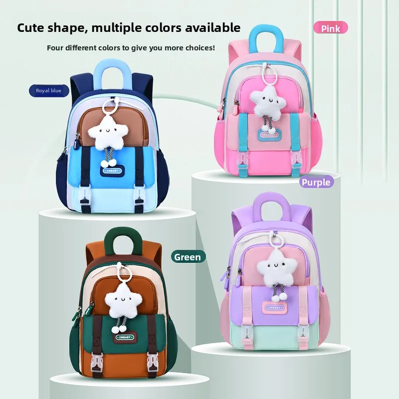 New Lightweight Waterproof Cartoon Backpack for Kindergarten Boys Girls Elementary School Students Cute Anti-Splash Design