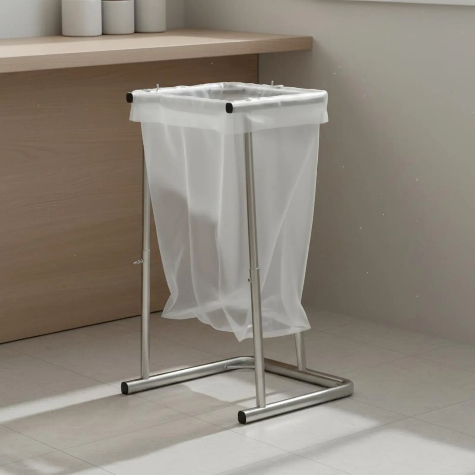 

Stainless Steel Grain Bag Holder 360-Degree Rotating Casters Adjustable Bag Filling Frame Mobile Bagging Stand Sturdy Duty