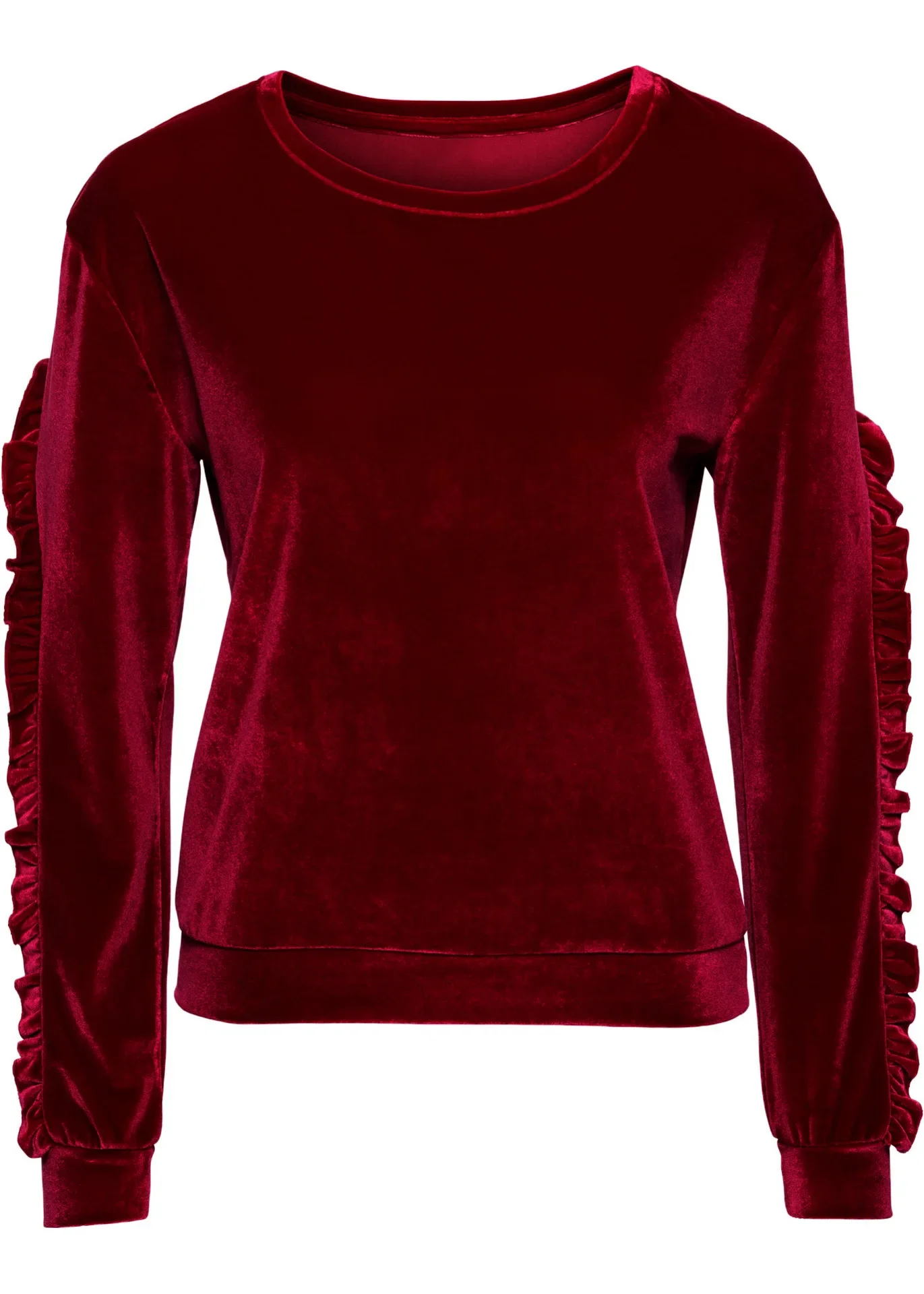 2024 New Fashion Velvet Top girocollo Casual Versatile autunno/inverno Top maglione a maniche lunghe con bordo volant in velluto dorato