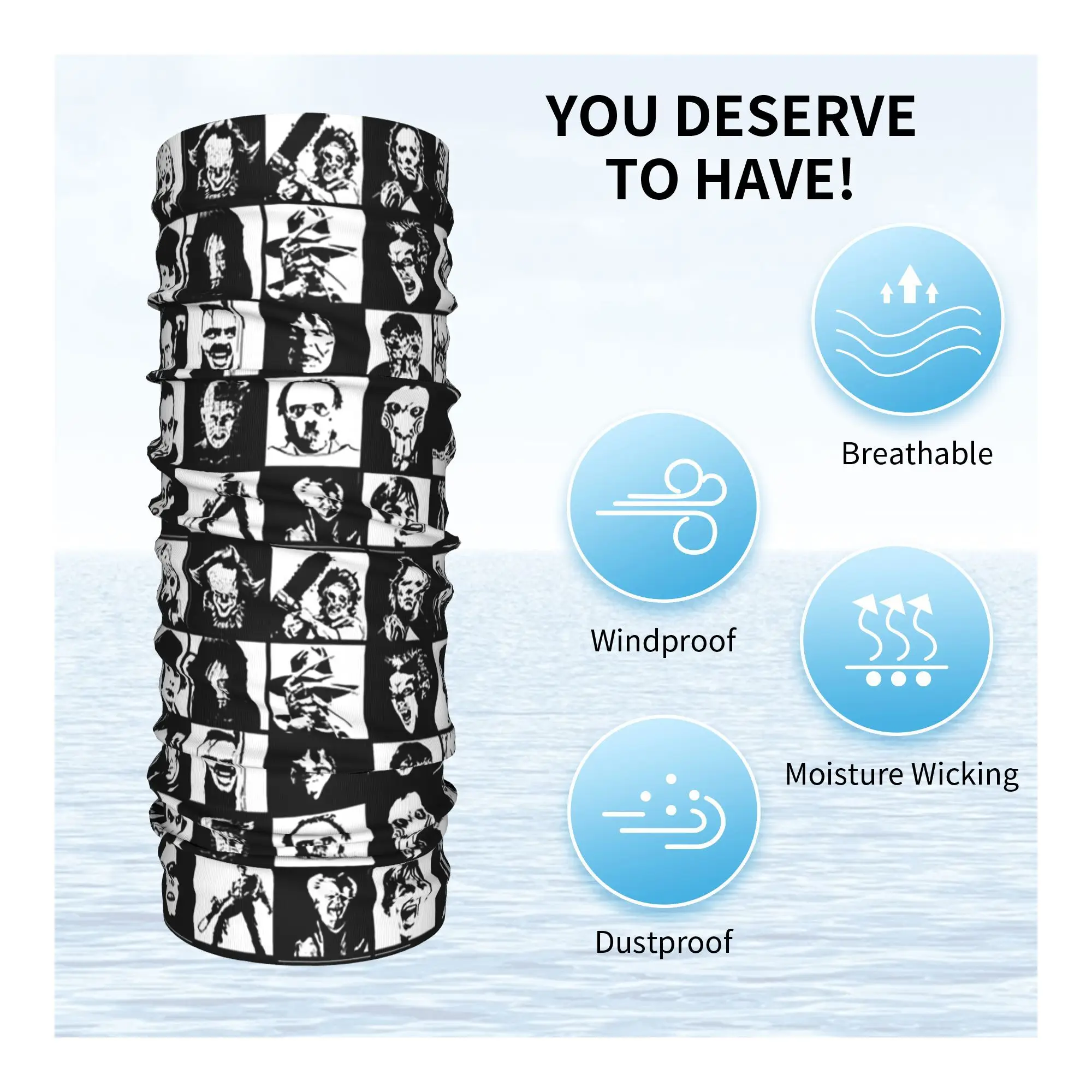 ホラー Iconz バンダナネックカバープリントラップスカーフ多用途フェイスマスク乗馬男性女性大人防風