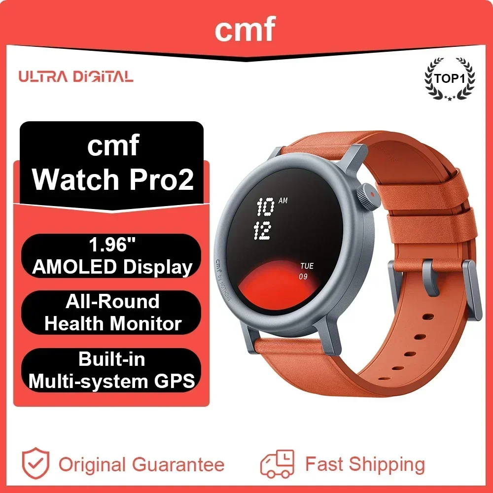 Глобальная версия CMF от Nothing Watch Pro 2, 1,32 дюйма AMOLED Bluetooth 5,3 BT, звонки с шумоподавлением AI, GPS, умные часы, IP68, GPS