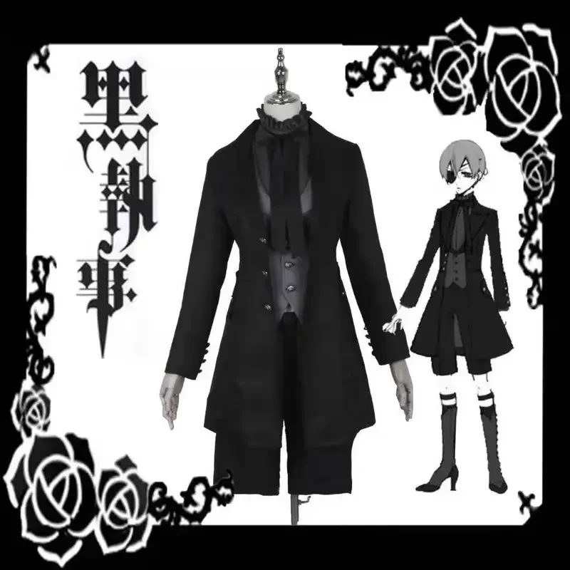 Black Butler Kuroshitsuji Ciel Phantomhive Anime Cosplay Costume Wig Halloween Party Suit Unisex Clothing Black Uniforms Suit