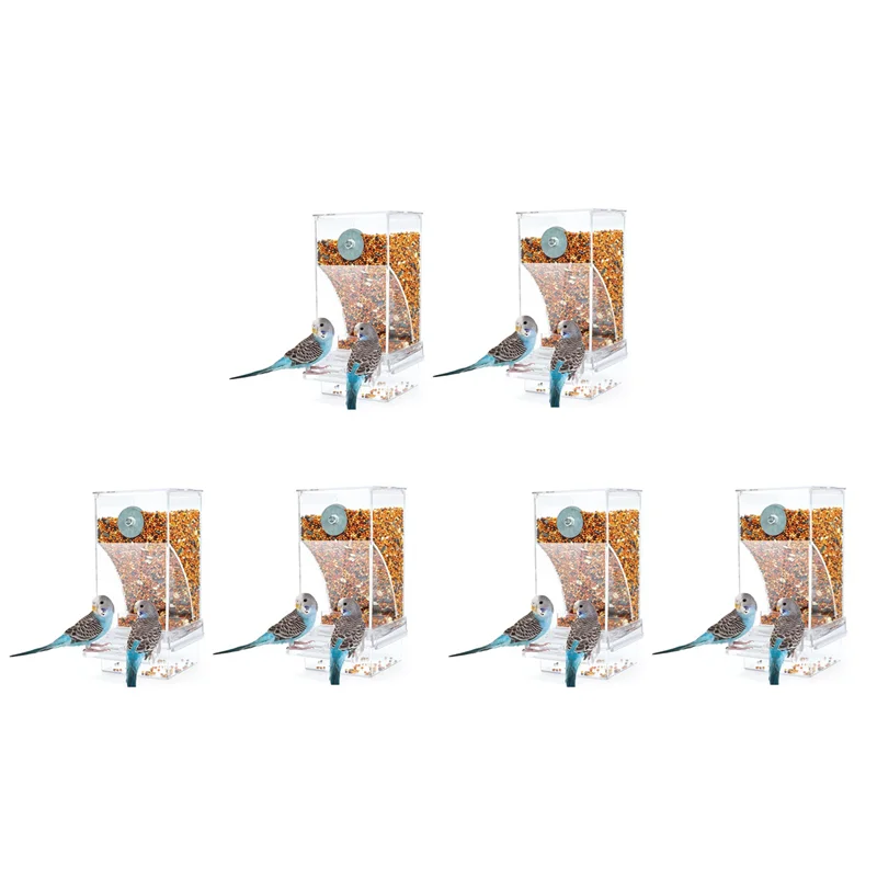 

B84B-6 PCS Bird Feeders Bird Feeding Cage Transparent Parakeet Seed Container Food Feeder