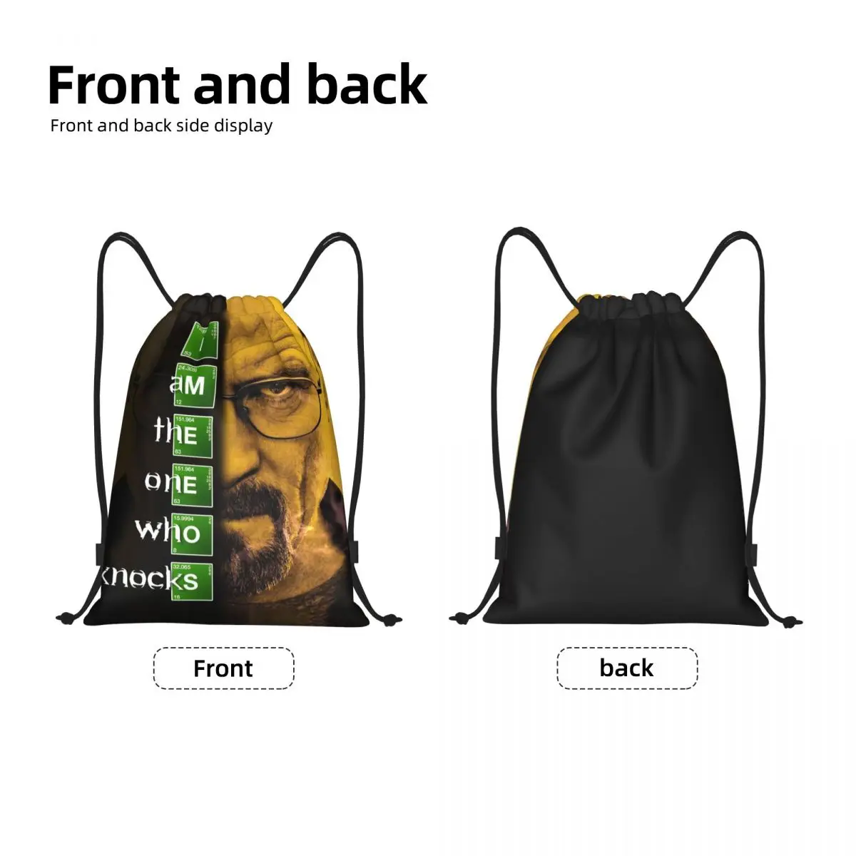 Custom Breaking Bad I Am The One Who Knocks Drawstring Bag Men Women Lightweight Walter White Sports Gym Storage Backpack