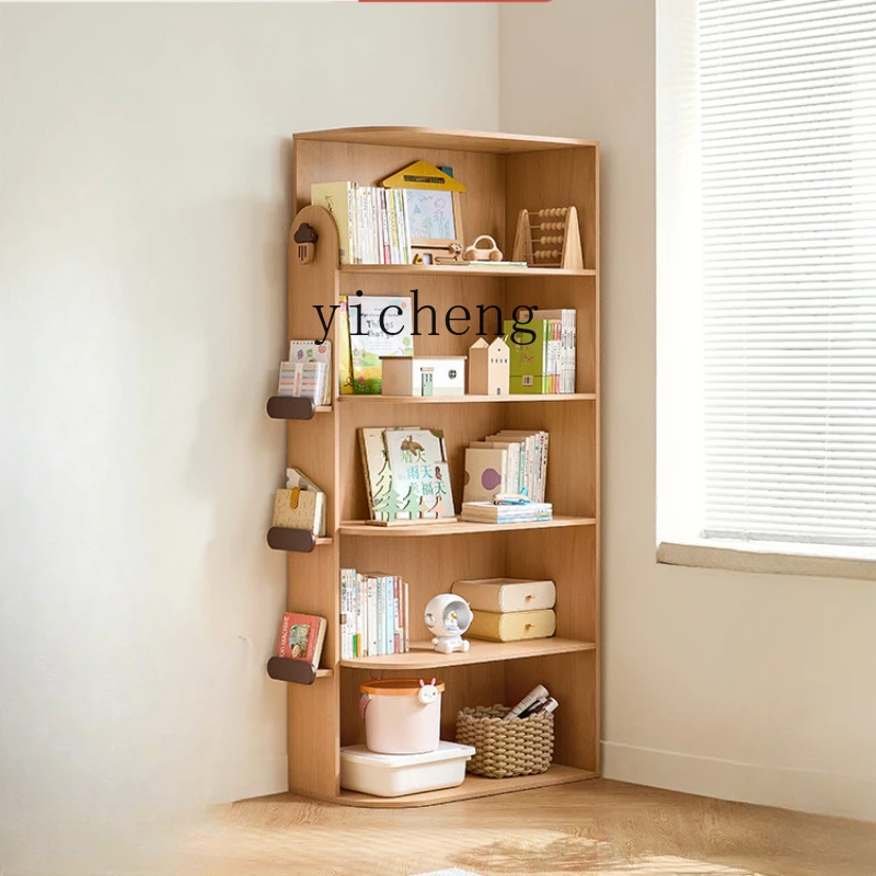 Tqh Children's Room Corner Bookcase Picture Book Rack Home Storage Cabinet Floor Narrow Cabinet