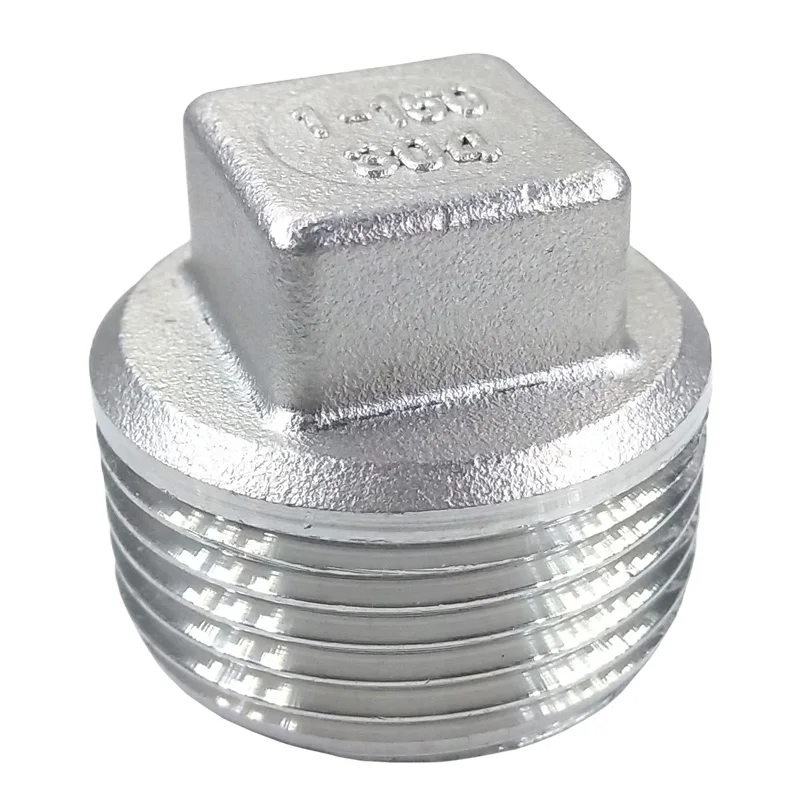 1/8" 1/4" 3/8" 1/2" 3/4" 1" 2" 3" 4" BSP Außengewinde Squrae Kopfendstopfenkappe 201 304 316 Edelstahl Rohrverschraubung Wasser Gas Öl – Detail 1