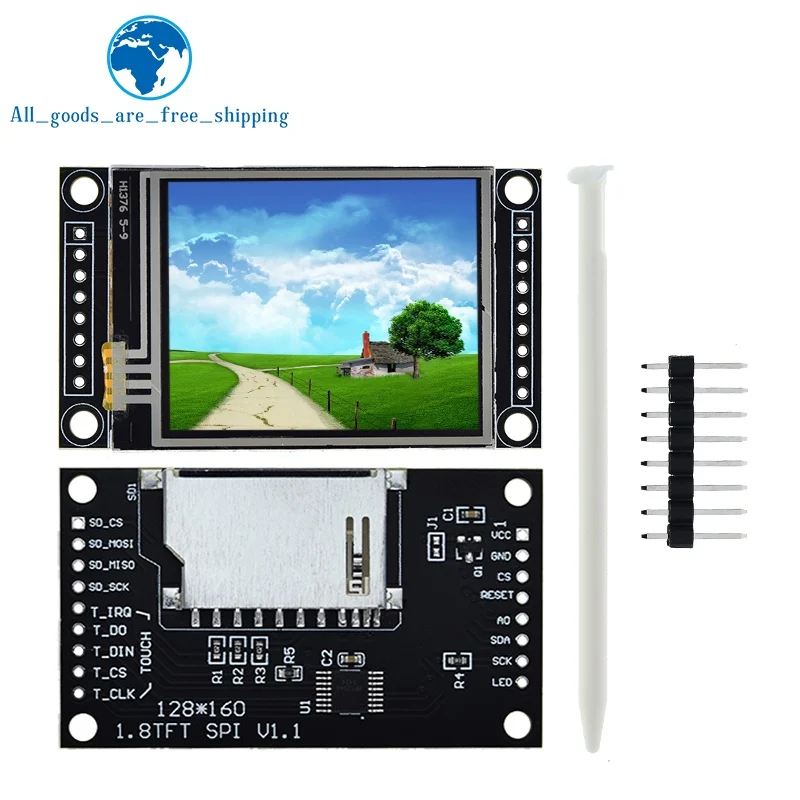 TZT 1.8 Inch TFT LCD Module LCD Screen Module With Touch SPI Serial 51 Driver 4 IO ST7735S Driver Resolution 128*160 For Arduino