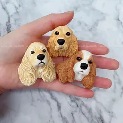 Cocker Spaniel Dog Head Silicone Mold Handmade Aroma Plaster Soap Pet Dog Birthday Head Fondant Mold DIY Car Air Vent Decoration