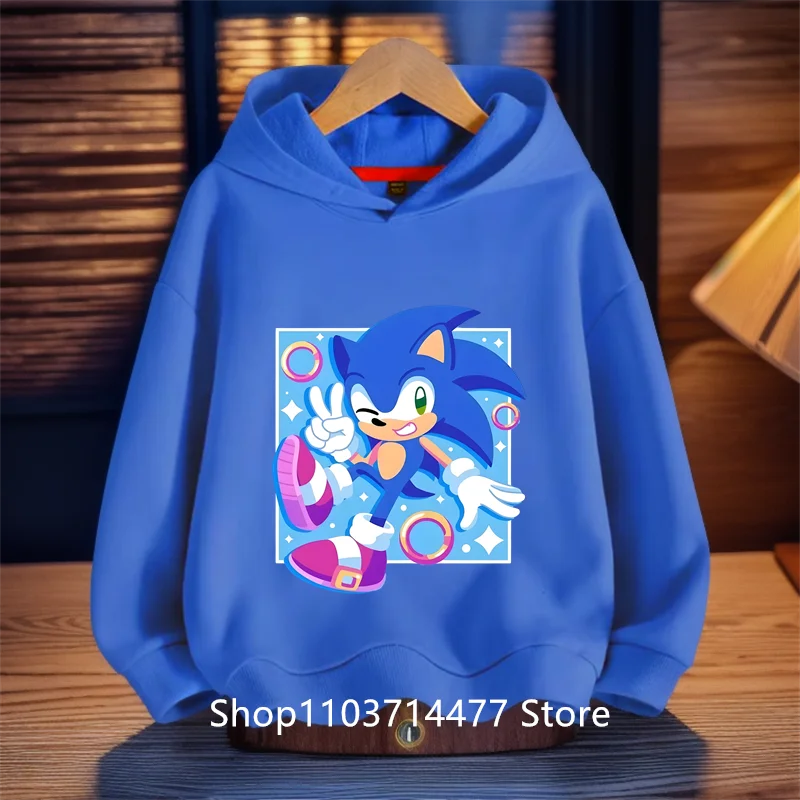 

Fashion Children Sonic Hoodie Kids Clothes Girls Boys Cartoon Graphic Kids Hellfire Club Long Sleeves Sweatshirts 4-14 Y