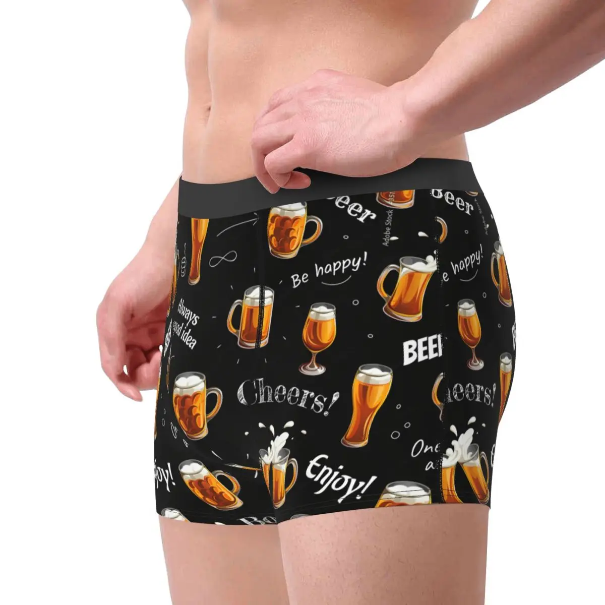 Beer Pattern Alcohol Men's Underwear Boxer Briefs Shorts Panties Humor Mid Waist Underpants for Homme