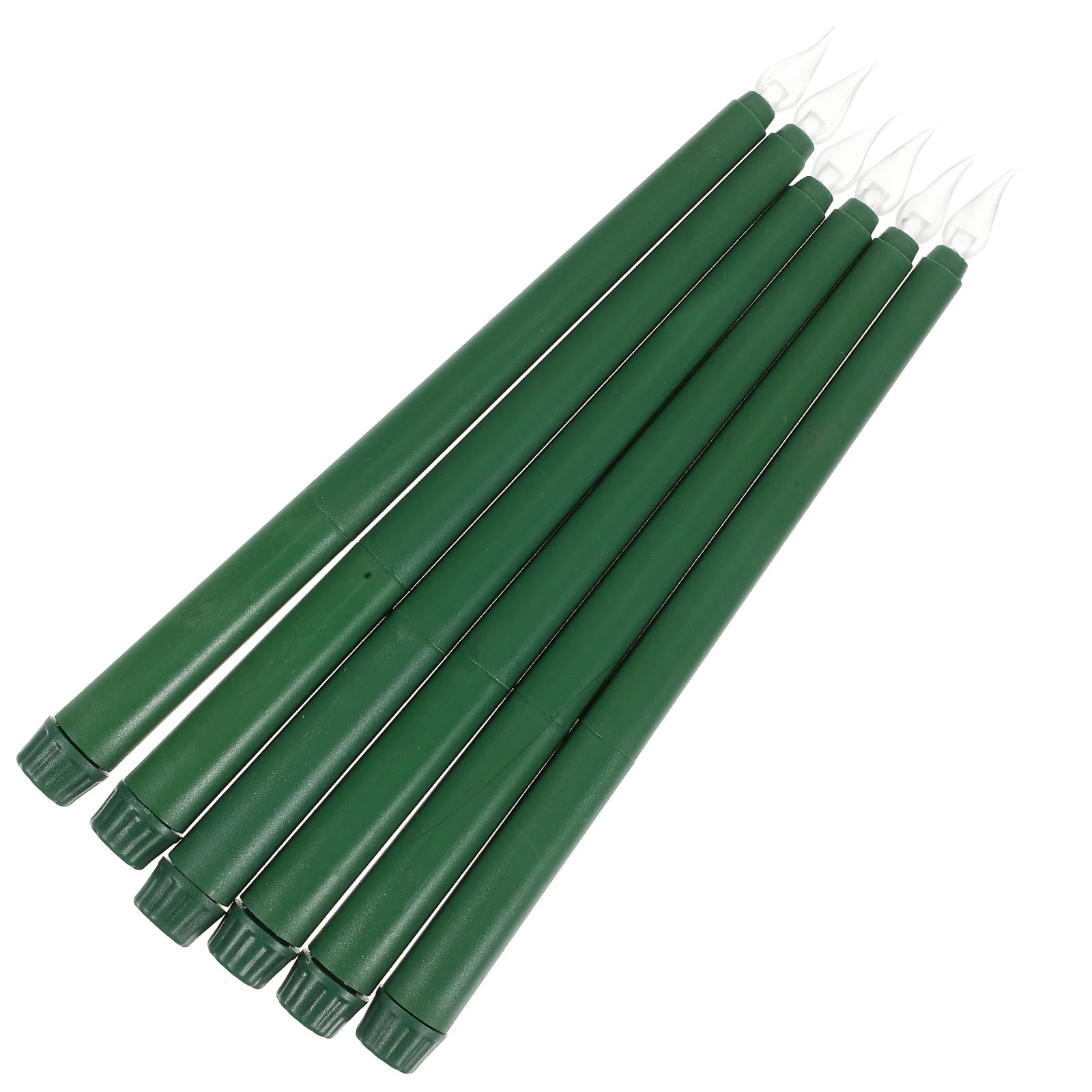 

6 Pcs Colored Lights Green Candles LED Taper Unscented Halloween Flameless