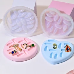 SZ079 Round Shaped Ring Display Tray Gypsum Silicone Mold Heart Jewelry Storage Plate Epoxy Resin Mold For Home Decoration