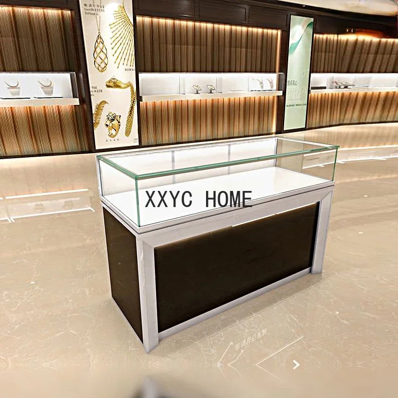 Stainless Steel Jewelry Cabinet Tempered Glass Boutique Cabinet Gold Diamond Display Cabinet