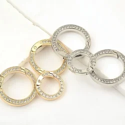 2.5cm/3.5cm 5pcs/lot Gold Silver Hollow Round Metal Spring Ring Clasp Crimp Beads Women Fashion Jewelry Making DIY Accessories