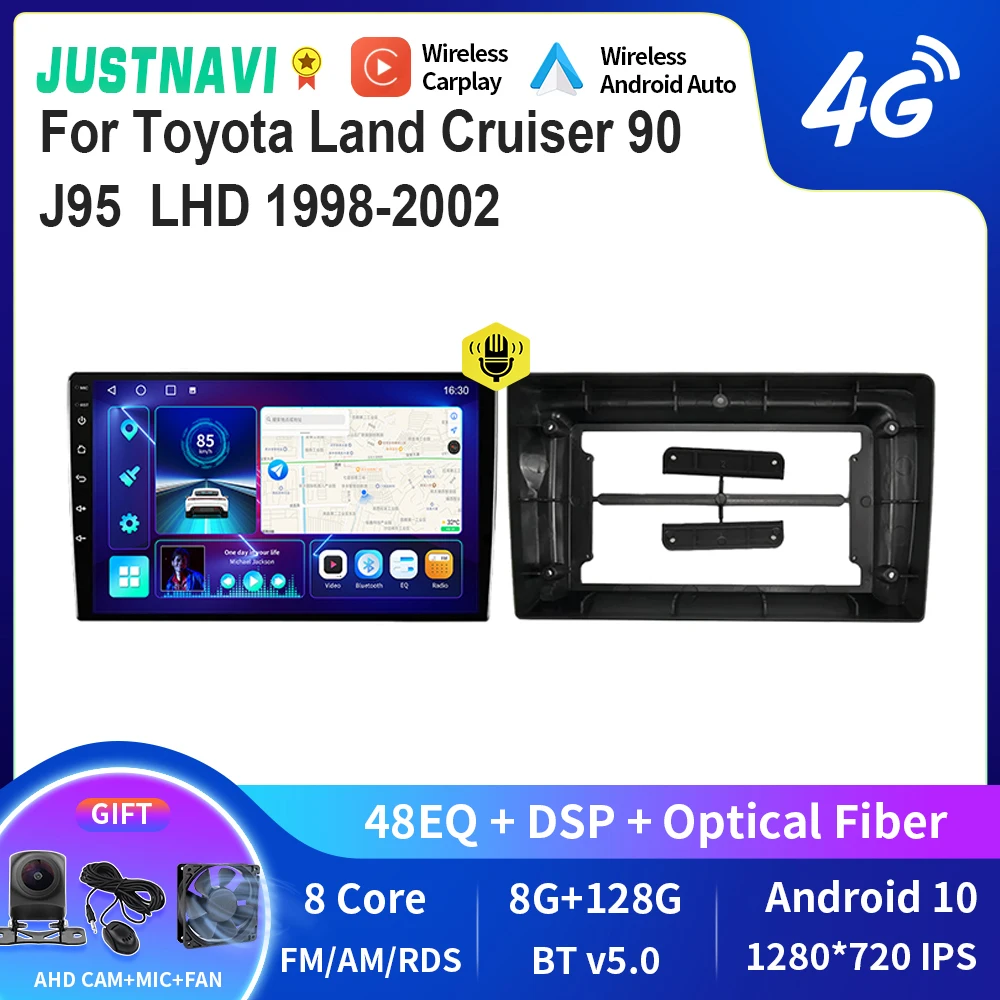 

JUSTNAVI QT10 Android автомобильное стерео радио GPS Мультимедиа для Toyota Land Cruiser 90 J95 LHD 1998-2002 Carplay Android автомобильное радио