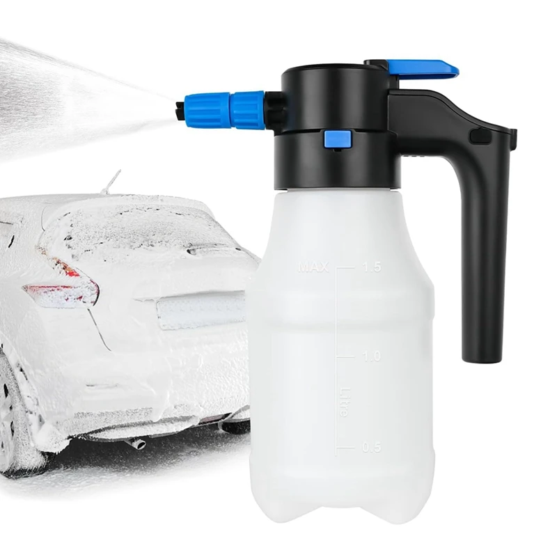 

1.5 Liters Electric Pressurized Foam Sprayer For Car Washing, Electric Foam Sprayer With USB Cable, For Home Garden