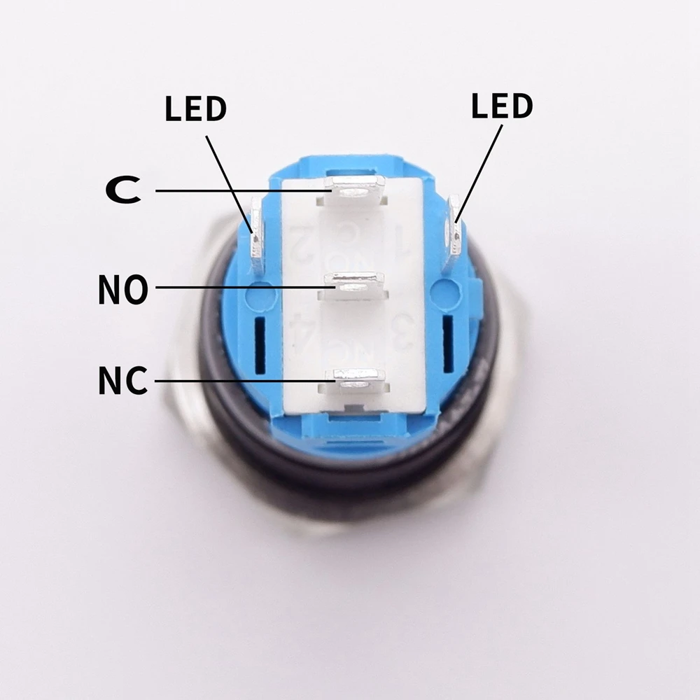 16mm Black Oxide Metal Power Push Button Switch Waterproof Custom Made Button Flat Head With LED Light Self-Reset Self-Lock 12V