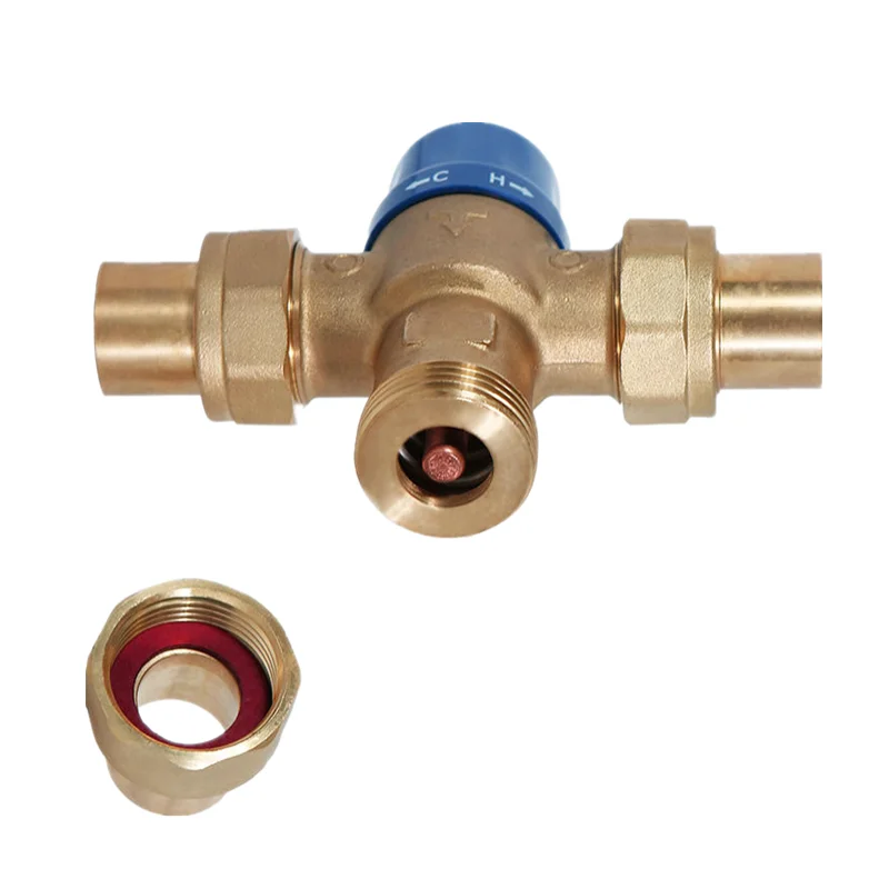 High quality Youyi brand DN25 brass lead-free three-way constant temperature mixing valve