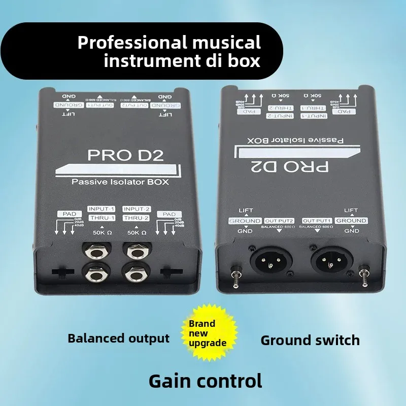 Professional Grade Instrument DI Box 6.5 RPM Balanced Canon Bass Guitar Current Sound Cancellation Noise Floor Audio Isolator