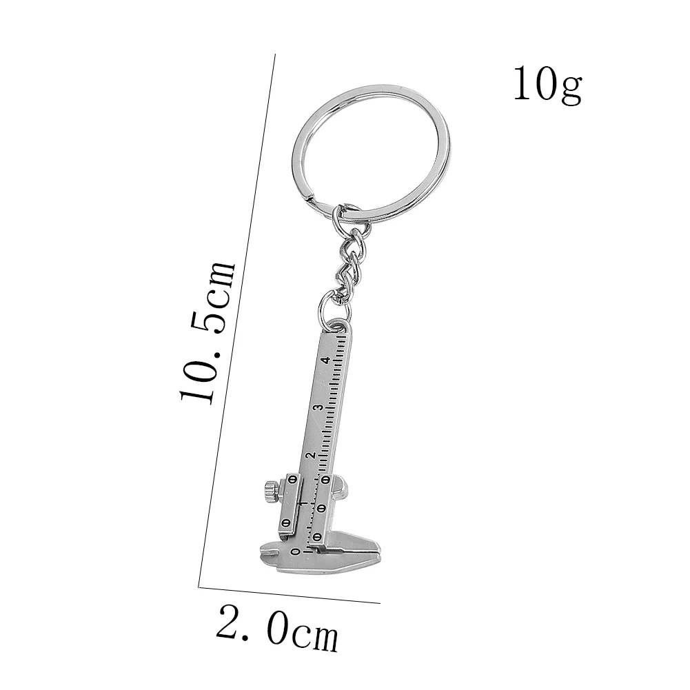 Portable Mini Vernier Caliper Keychain Movable Metal Measuring Ruler Car Key Rings Backpack Charms Fun Gadgets Jewelry Gifts
