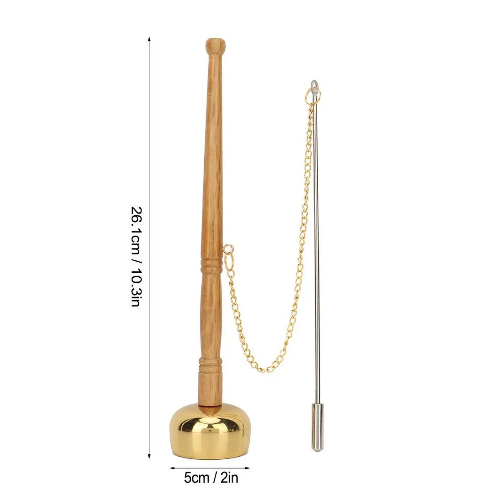 Wooden Handle Brass Meditation Prayer Bell Clear Sound Singing Script Implement Art Decor for Buddhist Ceremony