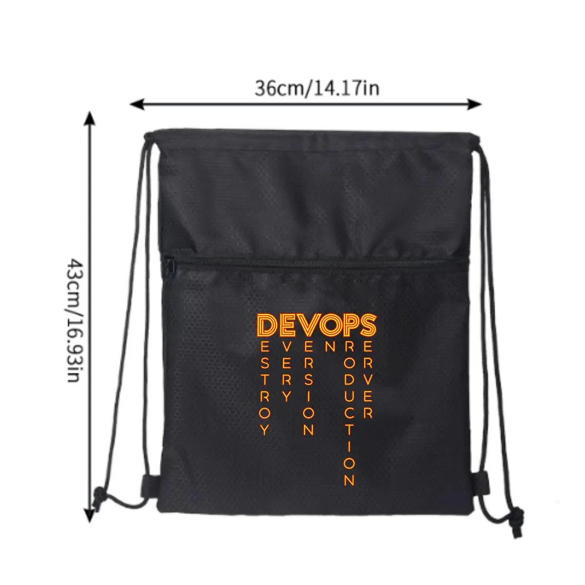 Devops Tech Concept Art Black Adjustable Outdoor Drawstring Zipper Bag