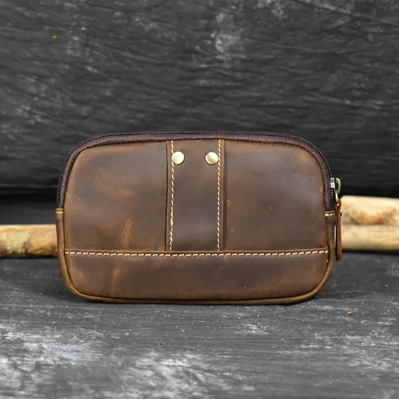 Mann Gürtel Tasche Crazy Horse Leder Taille Pack Für Männer Fanny Pack Retro Handy Tasche Rindsleder Hüfte Sack Casual herren Gürtel Tasche Neue