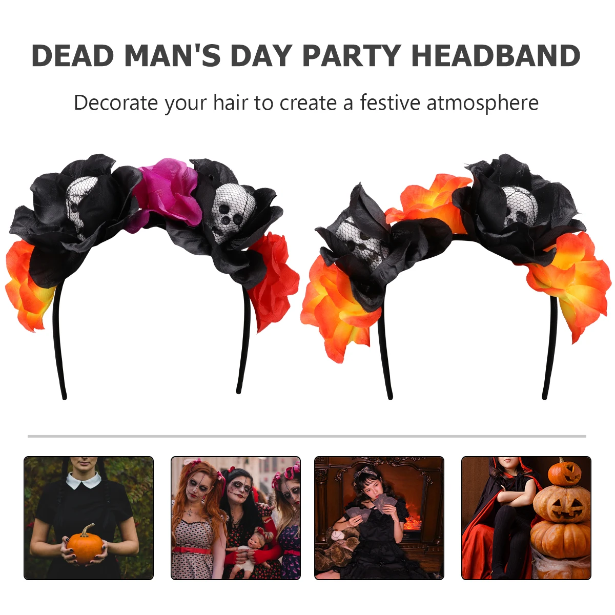 

2pcs Flower Headband Lightweight Masquerade Costume Party Halloween Hair Accessory Cosplay Halloween Hair Accessory