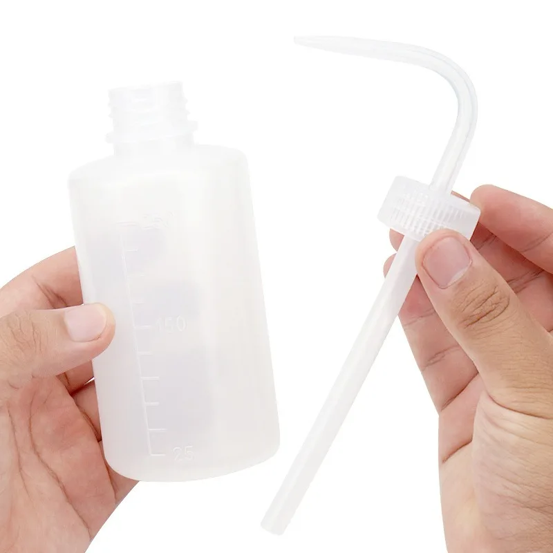 150/250/500 ミリリットルメイクアップクリーニング洗浄ボトル詰め替えボトル眉毛リムーバースキンケアタトゥーボトルまつげ湾曲した注ぎ口ポット