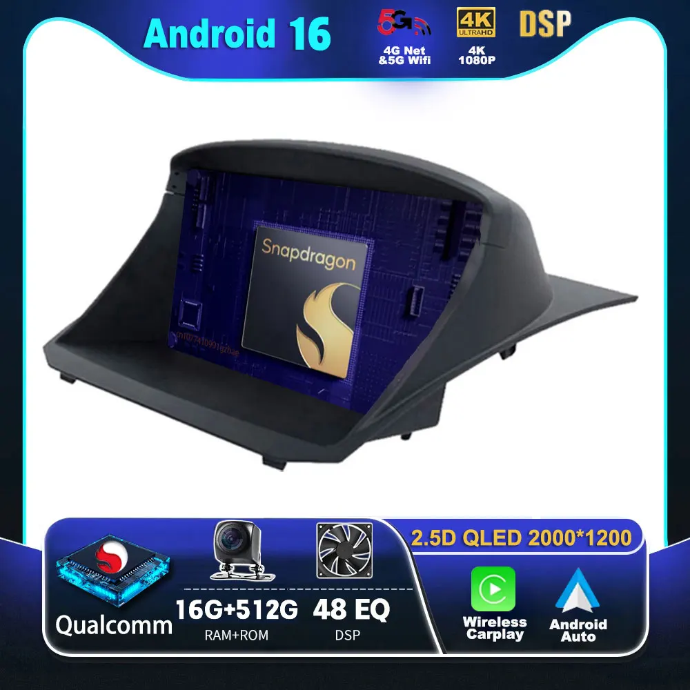 Android 16 Carplay Autoradio für Ford Fiesta 2009-2018 Multimedia-Player Navigationssystem Lautsprecher Stereo DVD Audio 2 Din