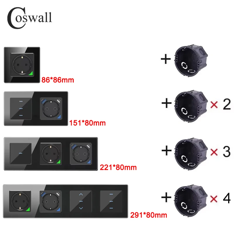 COSWALL WIFI /Zigbee Smart EU Wall Socket / Switch With Type-C & A Dual USB Fast Charger With Power Monitoring Alice DIY Module