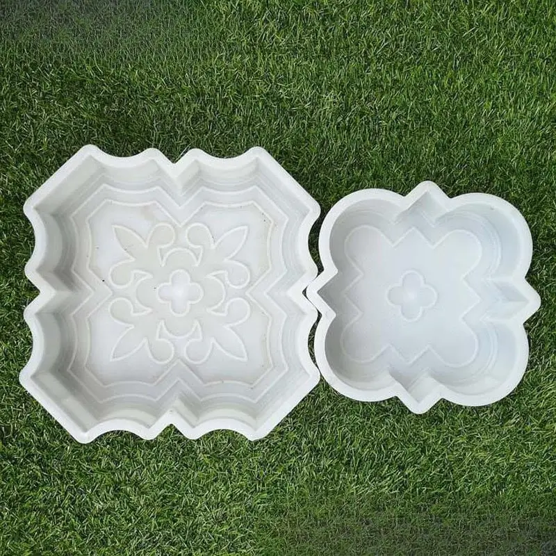 DIY Flower Concrete Paver Stepping Stone Molds 2 Pieces, Durable Reusable Garden Path Walkway Cement Casting Molds