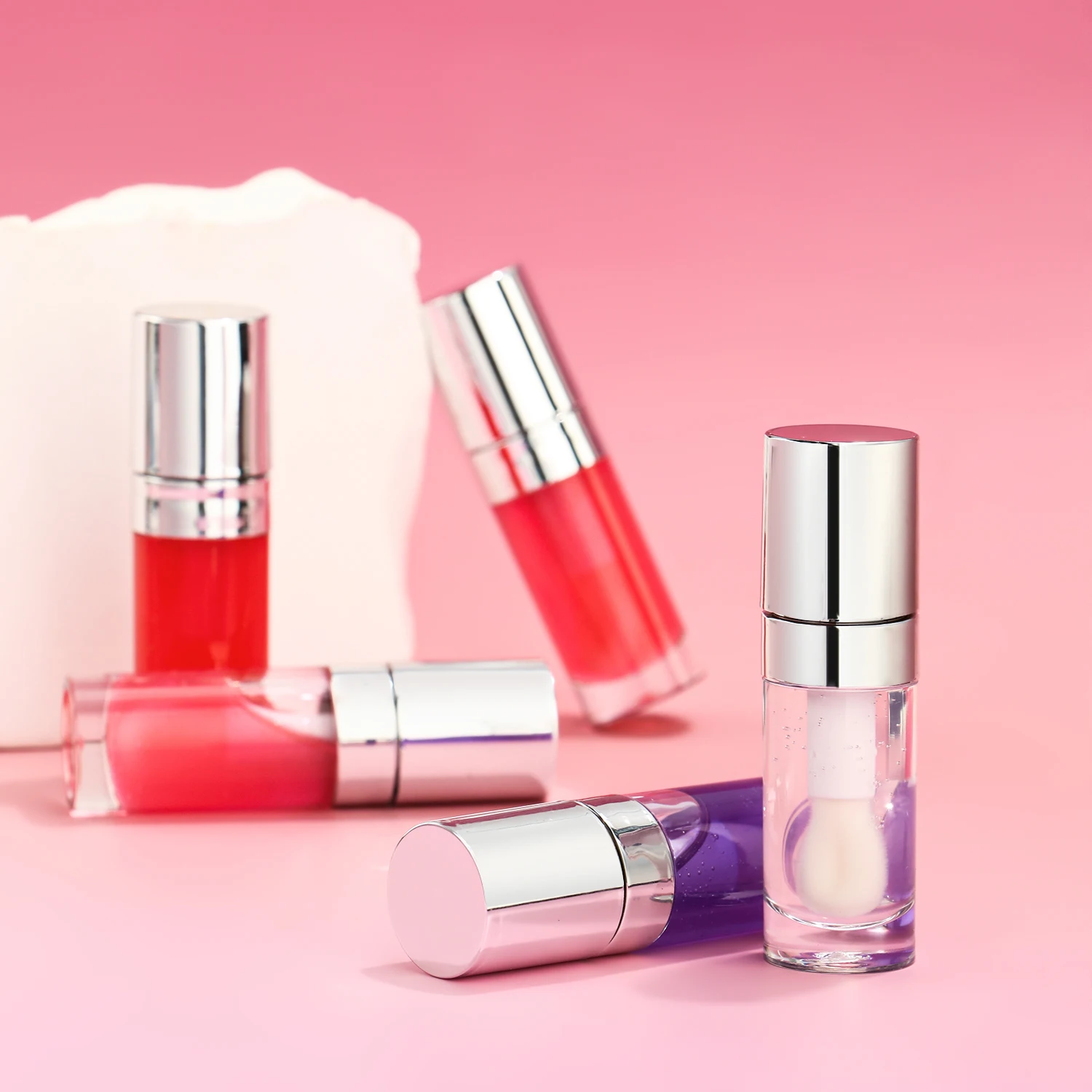 Custom Logo Lip Oil Color Change Private Label Long-lasting Six-color Fruity Scented Moisturizingplump Makeup Cruelty Free