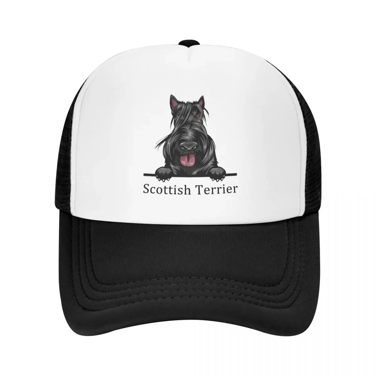 

Personalized Peeking Dog Scottish Terrier Baseball Cap Sports Women Men's Adjustable Pet Animal Trucker Hat Summer