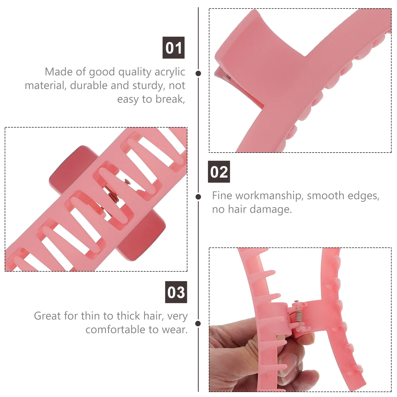 

5pcs Large Hair Claw Clips Women Durable Acrylic Gripper Barrette Strong Jaw Clamp Stylish Office Daily Wear All for Ladies