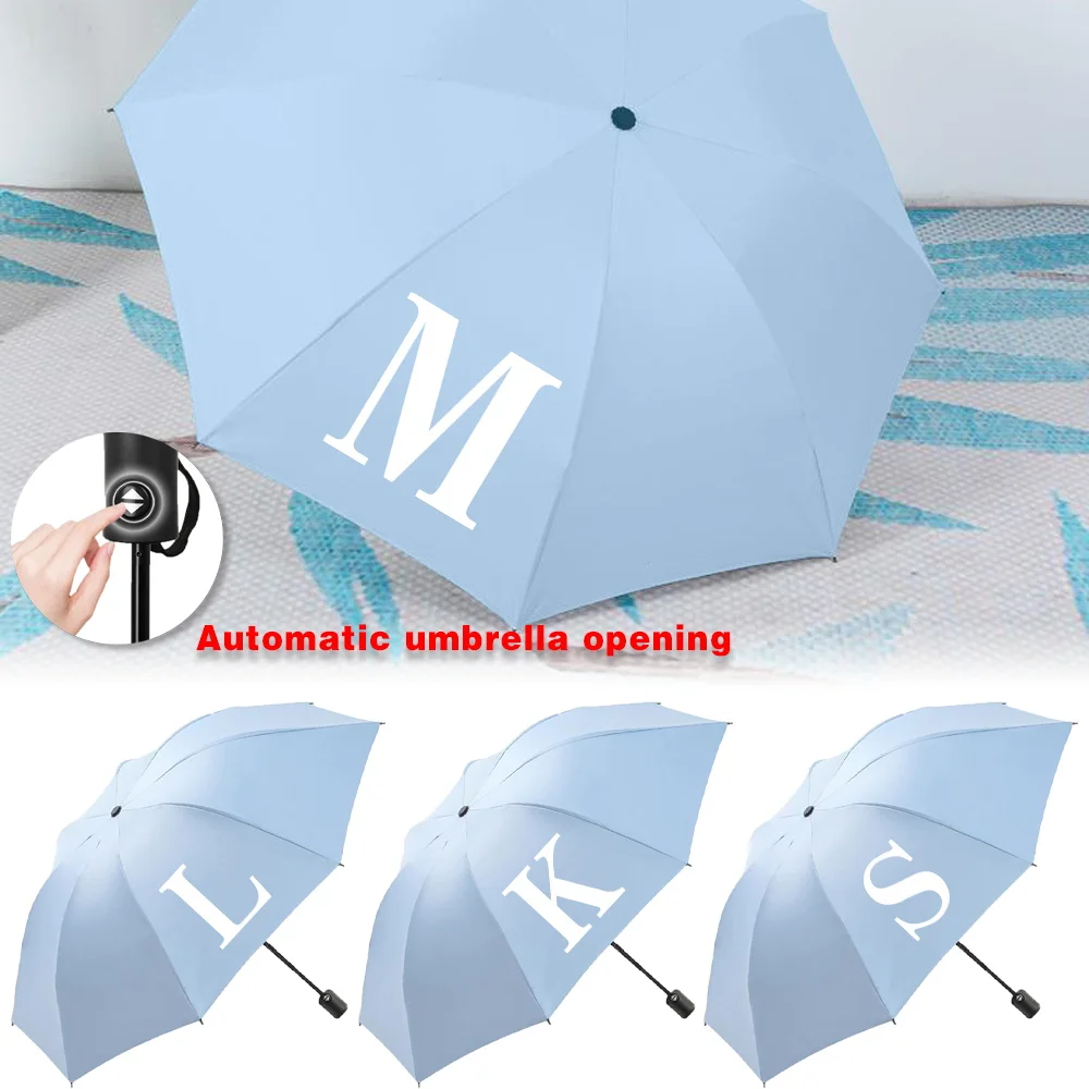 Sun Rain Umbrellas Collapsible Fully Automatic Protection Increased Thickness Windproof Compact Travel Essentials White