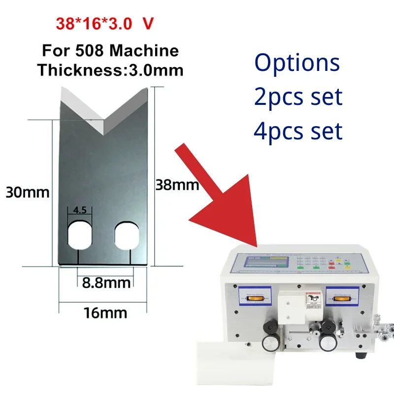 HSS V-Blade 38x16x3.0mm, 2Pcs/4Pcs Hardened High Speed Steel Replacement Cutter Blade for SWT508-220 Wire Stripping Machine
