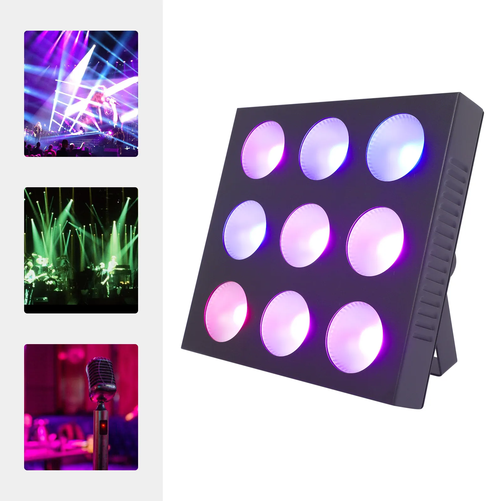 

Aluminum Alloy Rectangular Stage Light,Black 9 *12W RGBW LEDs Lights Self-propelled for Weddings,Birthday Parties