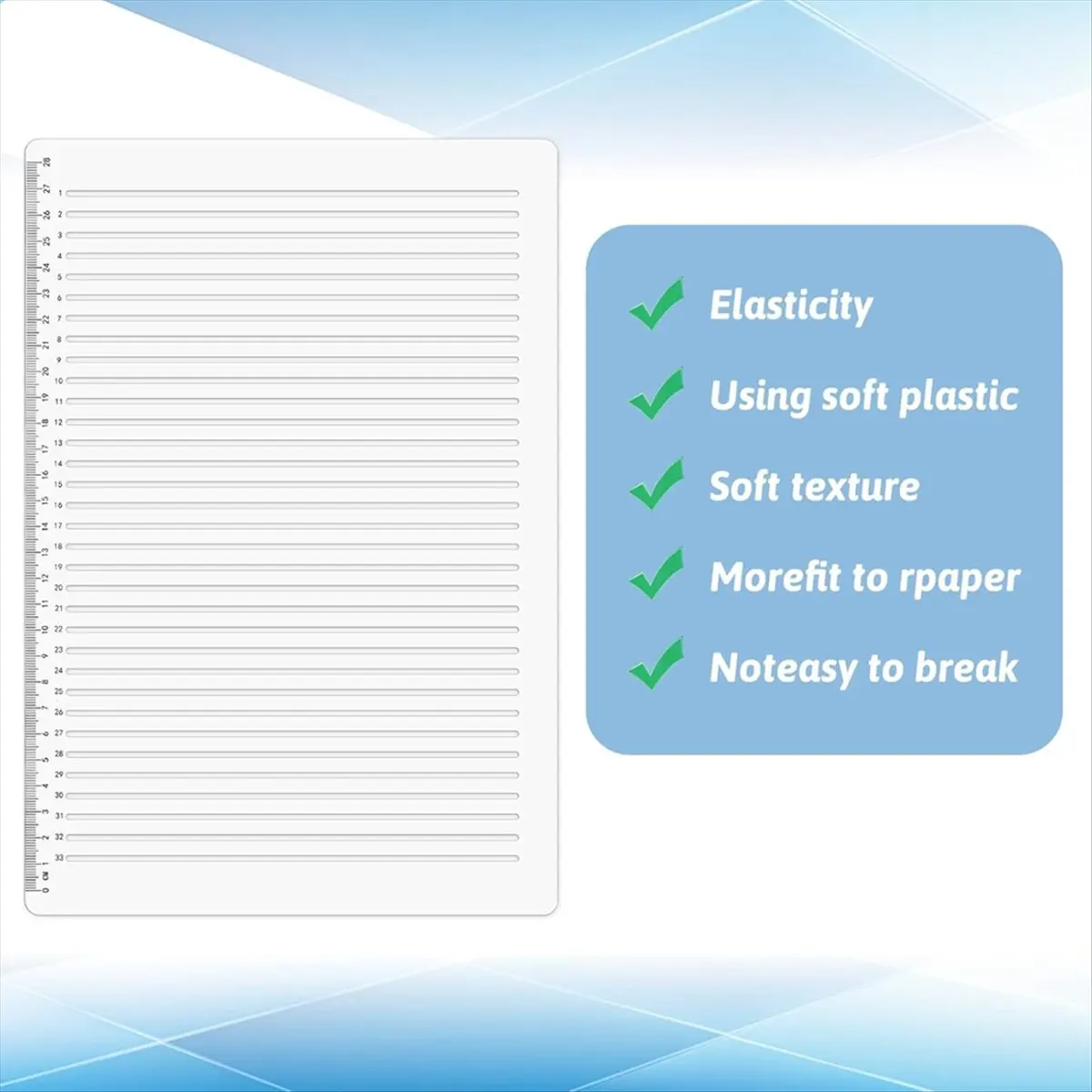 A74U Plastic Straight Line Stencil Template 11 Inch Scale 0.35 Spacing Straight Line Template for Writing Writing Ruler