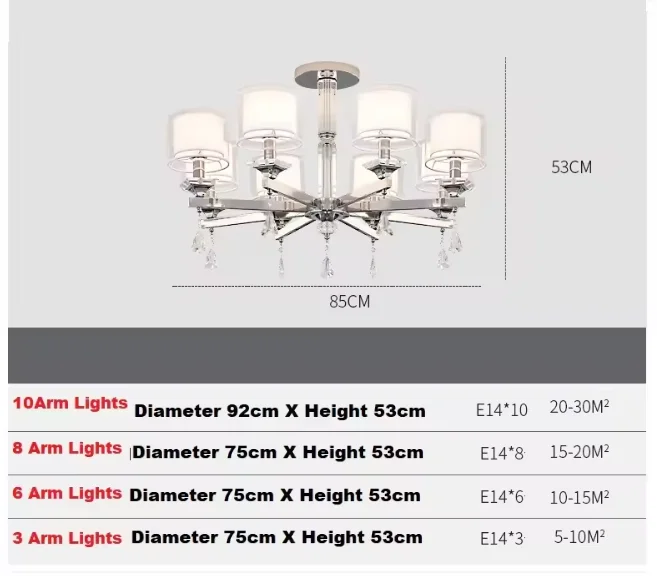 LED Ceiling Chandelier Lighting Modern Chrome Lamp Luxury for Living room bedroom 110v-220v  Chandelier Lamp PVC Shade
