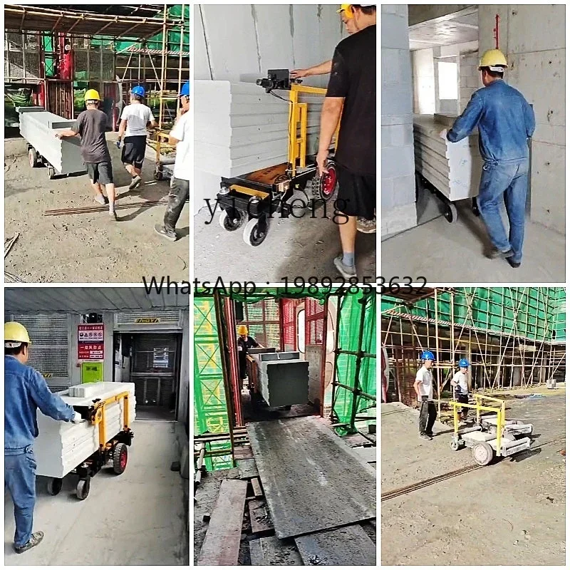 JX construction site ALC partition board electric pallet truck bearing 2 tons four-roller dump pull pallet truck folding pallet