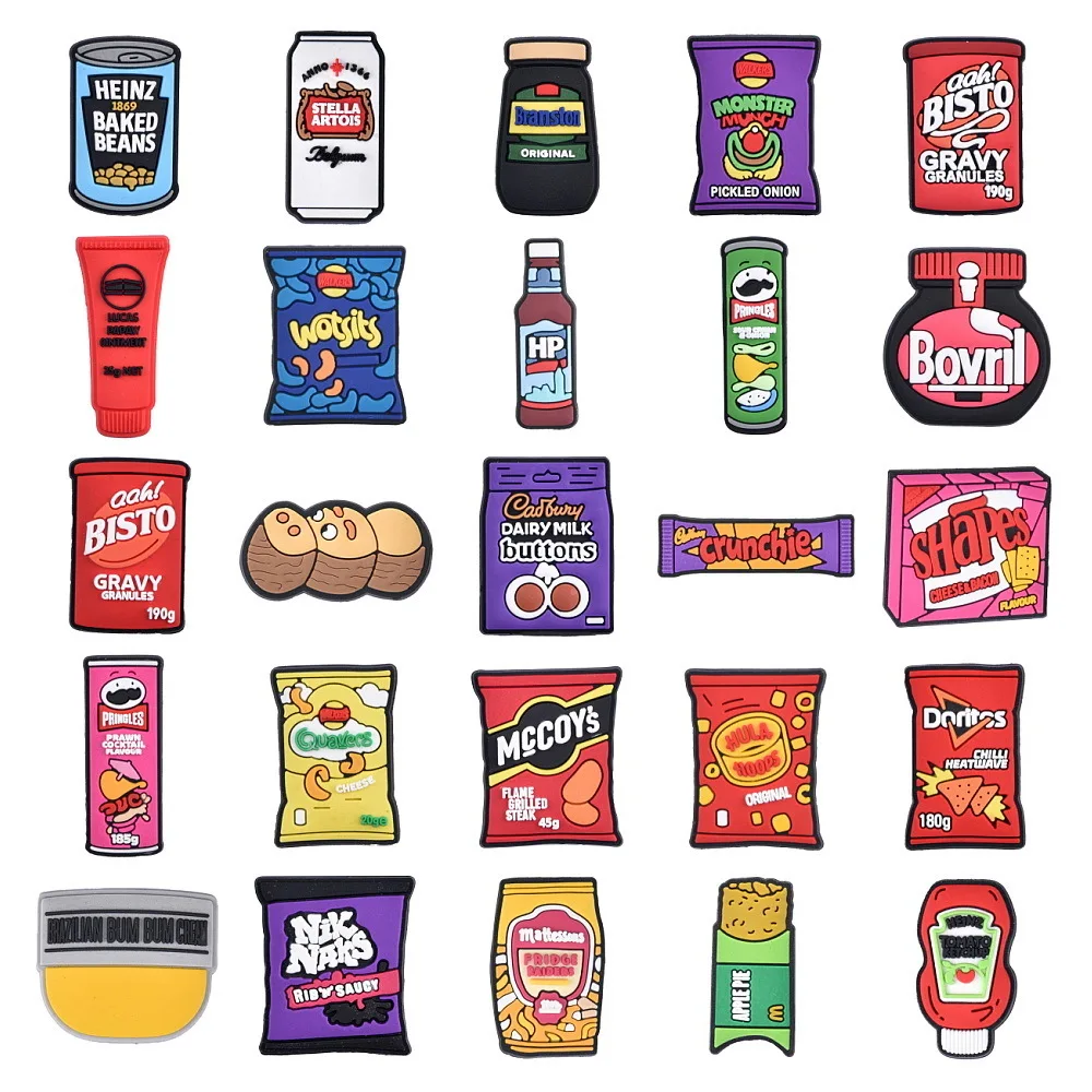 Food Shoe Charms Cartoon Candy Fast Food Charms For Shoes Decoration Drink Button Accessories Decor DIY Shoes Pins Party Gifts