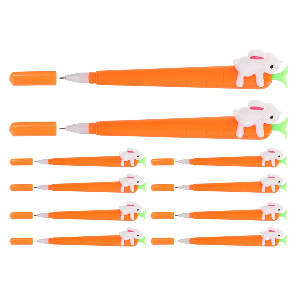 10 Pcs Rabbit Carrot Pen Note Taking Pens Smooth Writing Shaped Pattern Gel Novelty Ink Cartoon