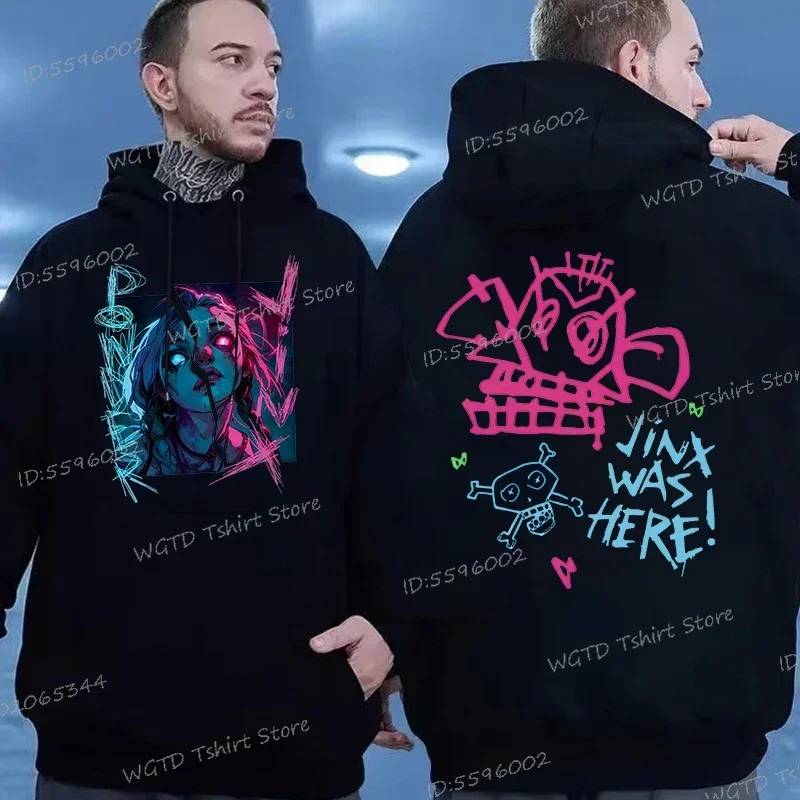 Arcane-Jinx Hoodies Harajuku Hip Hop เสื้อผู้หญิง/ผู้ชายเสื้อกันหนาวแฟนของขวัญคนรักเกมแฟชั่นการ์ตูนคลาสสิก Hoodies